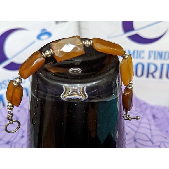 Bracelet Faceted (Brown / Root Beer / Amber) Yellow Chalcedony and Silver - Picture 10 of 10